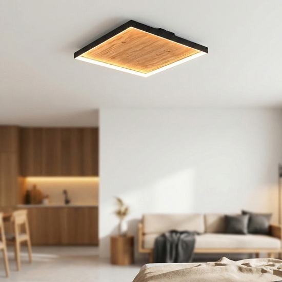Plafoniera di legno moderna quadrata led 41w 3000k dimmerabile