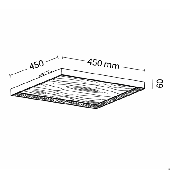 Plafoniera di legno moderna quadrata led 41w 3000k dimmerabile