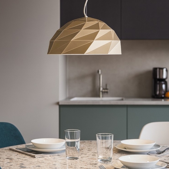 Lampadario cupola design per cucina moderna oro tilt perenz