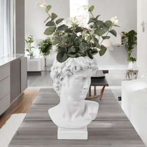 Scultura da tavolo testa david vaso bianco h30