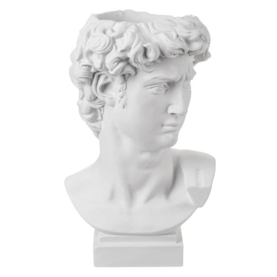 Scultura da tavolo testa david vaso bianco h30