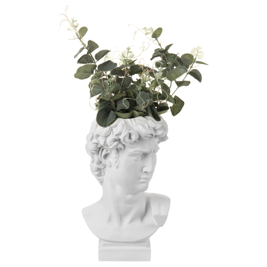Scultura da tavolo testa david vaso bianco h30