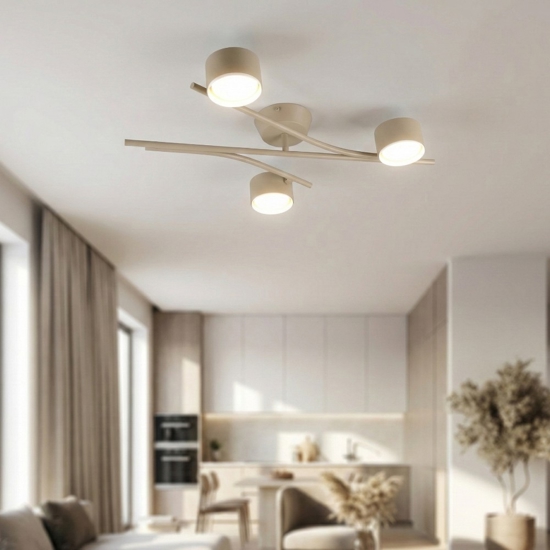 Plafoniera beige per cucina moderna 3 luci orientabili