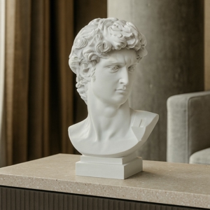 Scultura testa di david bianco h22 