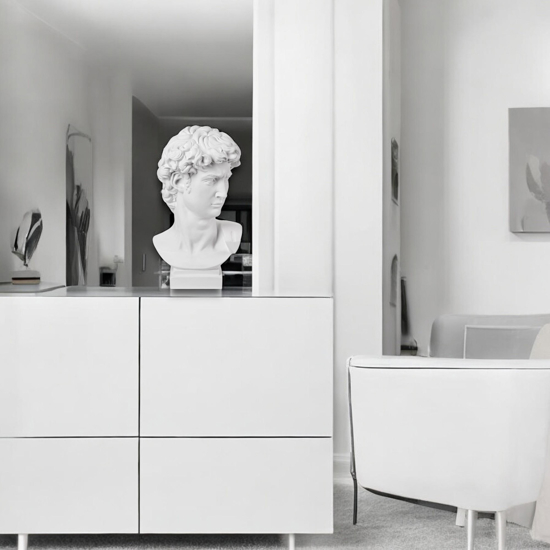 Scultura testa di david bianco h22 
