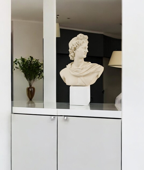 Scultura busto apollo nocciola h33 