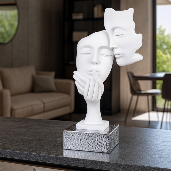 Scultura volti coppia base argento h28 bongelli preziosi