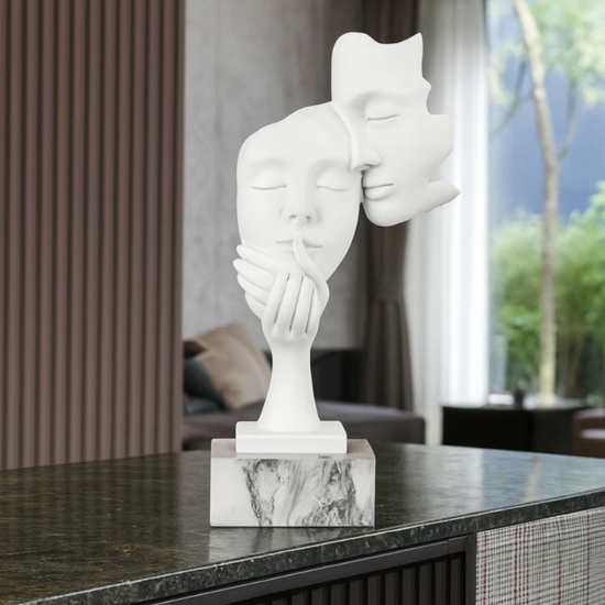 Bongelli preziosi scultura coppia face h28 base marmo bianco