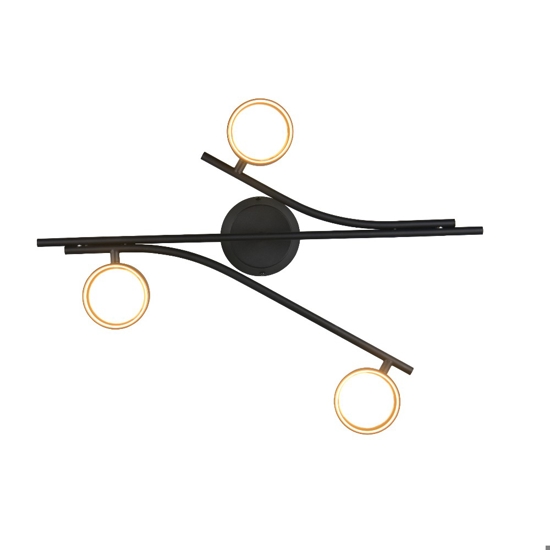 Plafoniera design minimal moderna nero oro luci orientabili