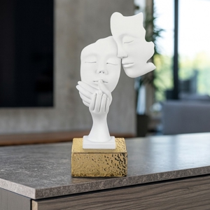 Scultura volti coppia oro h28 soprammobile bongelli preziosi