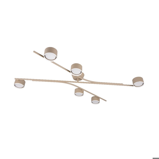 Plafoniera moderna colore beige 6 luci orientabili per soggiorno