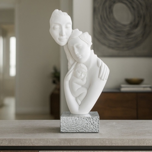 Bongelli preziosi scultura moderna face famiglia h27 base argento