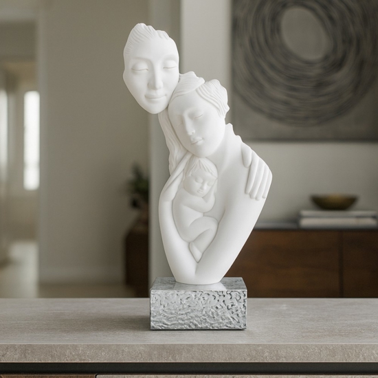 Bongelli preziosi scultura moderna face famiglia h27 base argento