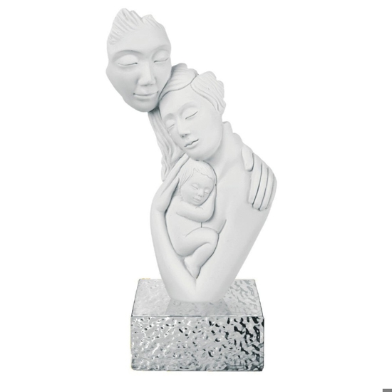 Bongelli preziosi scultura moderna face famiglia h27 base argento