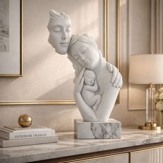 Scultura famiglia h28 cm base marmo bianco bongelli preziosi