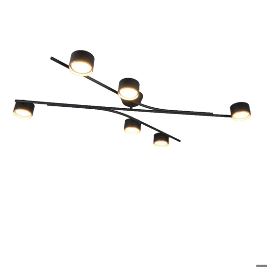 Plafoniera moderna nero oro per soggiorno 6 luci orientabili