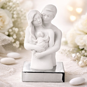 Bomboniera matrimonio busto famiglia moderna argento