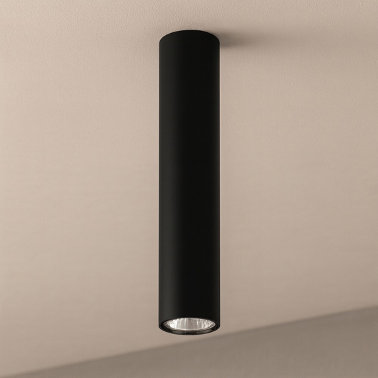 Faretto cilindro da soffitto nero per interni
