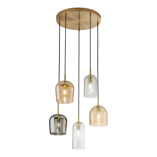 Lampadario coro perenz 5 pendenti vetri multicolor per salotto