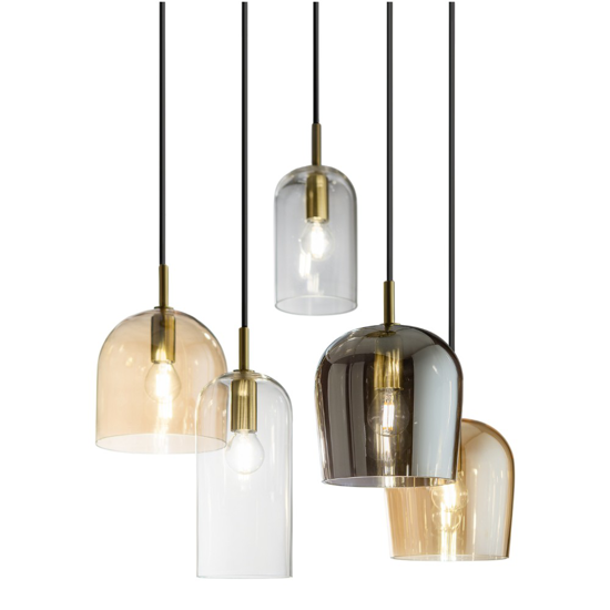 Lampadario coro perenz 5 pendenti vetri multicolor per salotto
