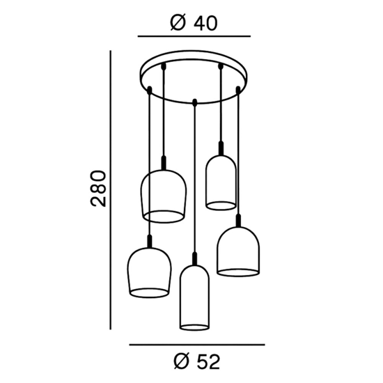 Lampadario coro perenz 5 pendenti vetri multicolor per salotto