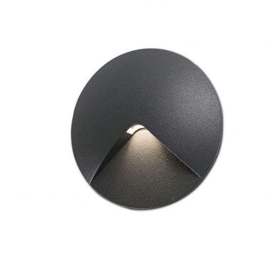 Segnapasso led per esterni da incasso a parete 2w 3000k ip44  antracite rotondo