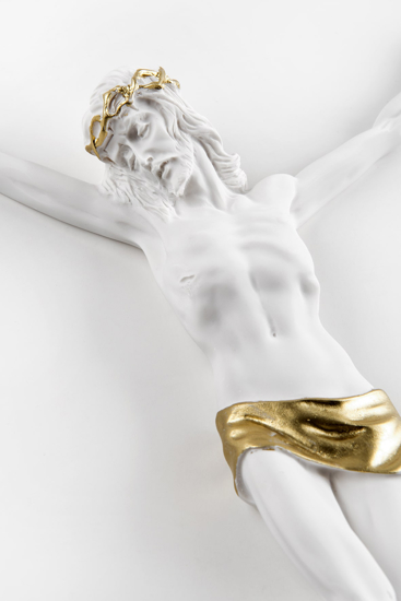 Crocifisso da parete 22x16 cristo senza crove bianco oro