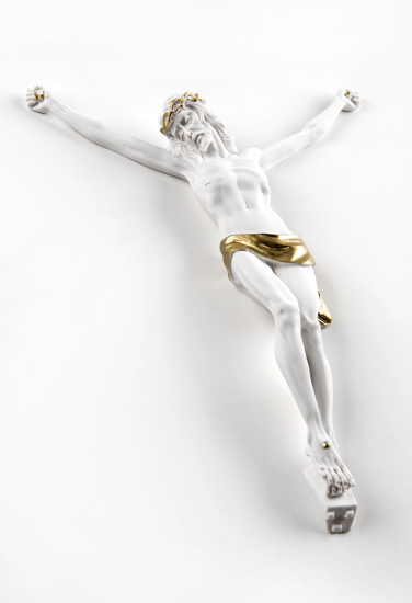 Crocifisso da parete 22x16 cristo senza crove bianco oro