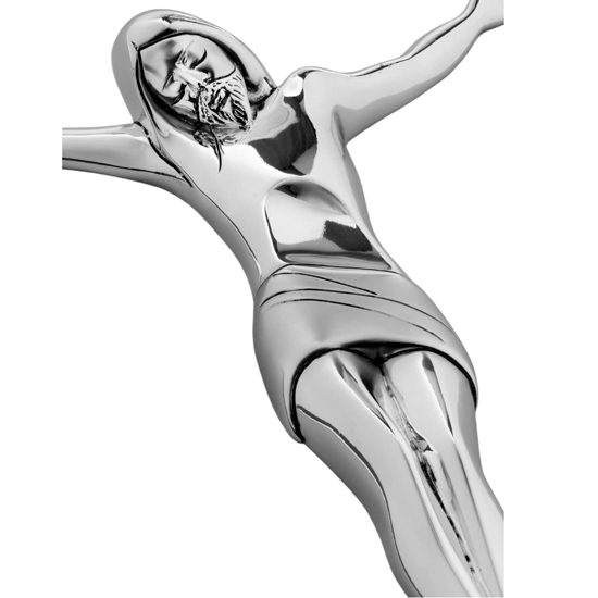 Crocifisso da parete cristo 25x22 cromato moderno