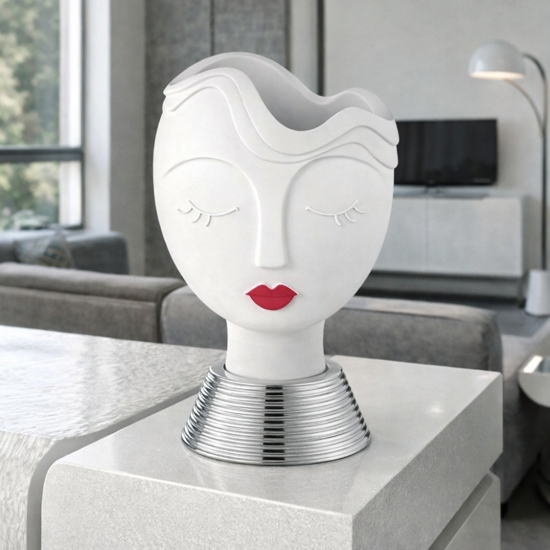 Soprammobile vasetto viso donna argento bongelli preziosi