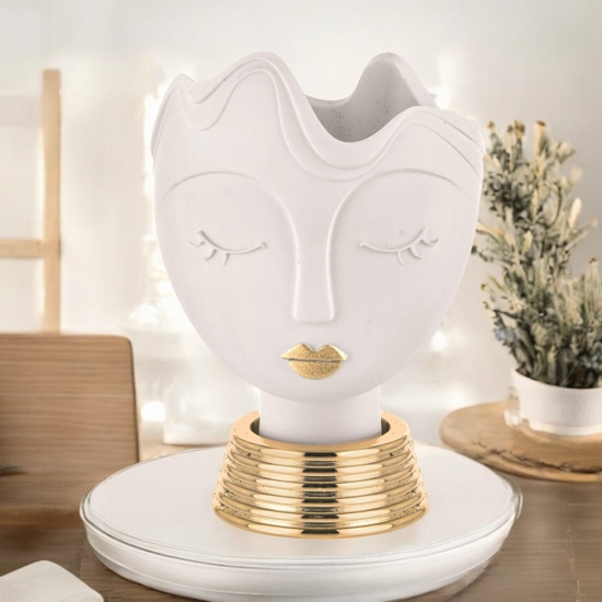 Scultura vaso viso donna h39cm oro bongelli preziosi