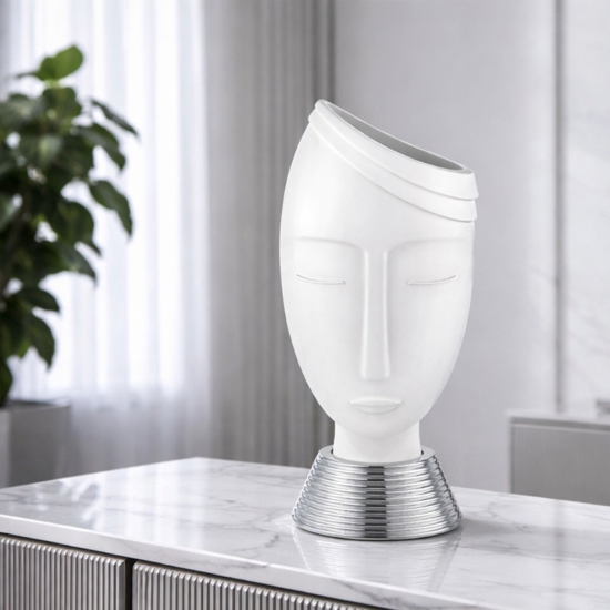 Bongelli preziosi scultura vasetto testa uomo h32 base argento