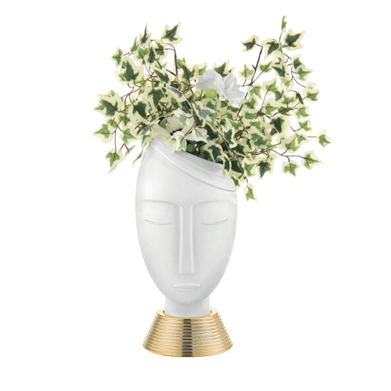 Scultura da tavolo bongelli preziosi vaso viso uomo h32 oro