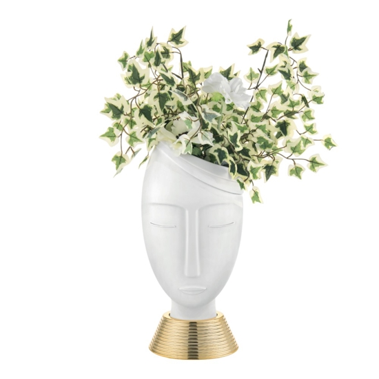 Scultura da tavolo moderna viso h45cm bianco oro bongelli preziosi