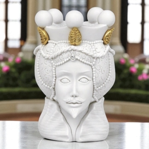 Scultura testa di moro lui bianca h17 