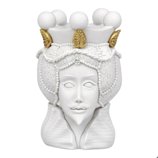 Scultura testa di moro lui bianca h17 