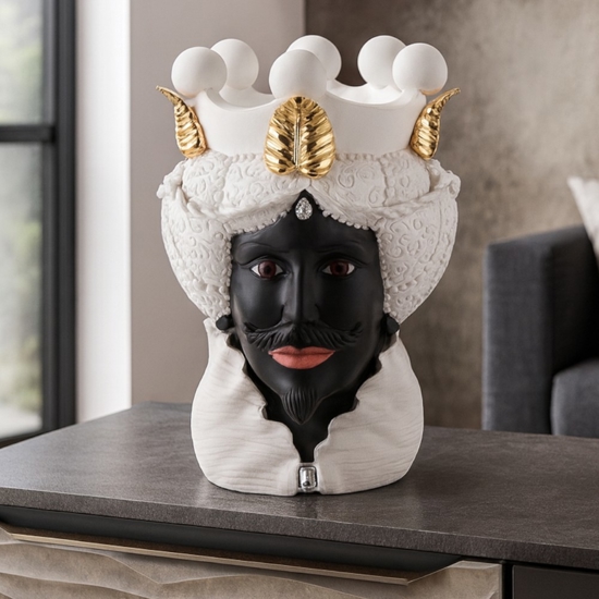 Scultura testa di moro lui h17 nero
