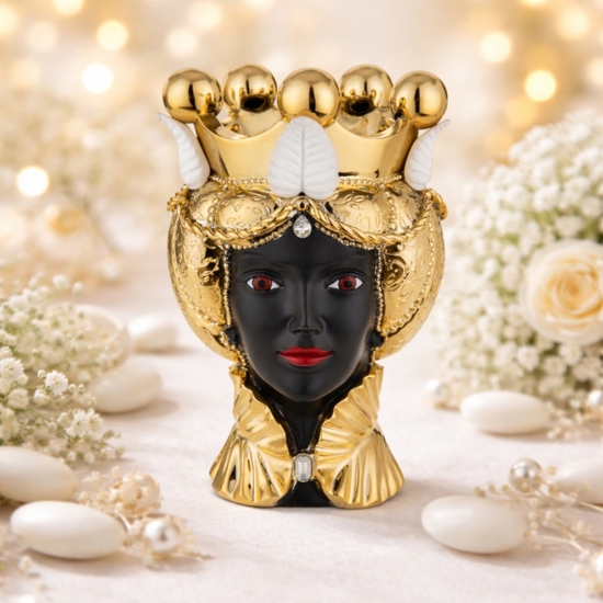 Scultura testa moro lei oro h9,5 soprammobile