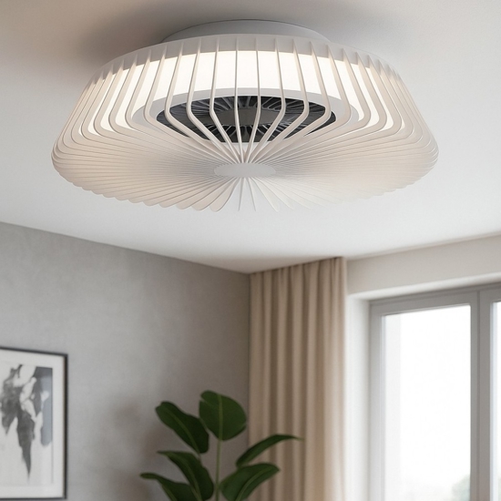 Plafoniera con ventilatore bianco da soffitto silenzioso con telecomando