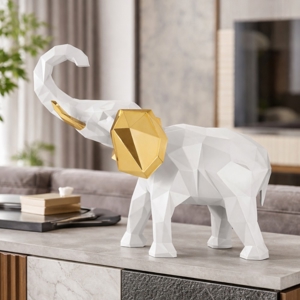 Soprammobile elefante bianco oro 17x14cm design bongelli preziosi