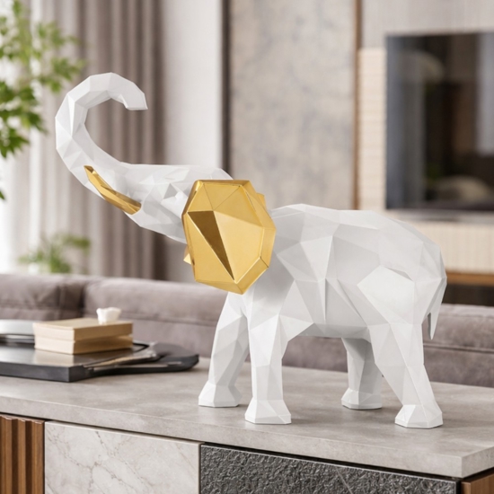Soprammobile elefante bianco oro 17x14cm design bongelli preziosi