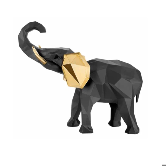 Scultura elefante nero oro 17x14cm soprammobile bongelli preziosi