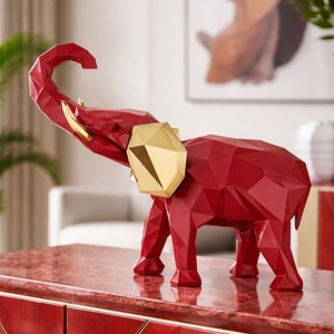 Soprammobile elefante rosso oro 17x14cm design bongelli preziosi