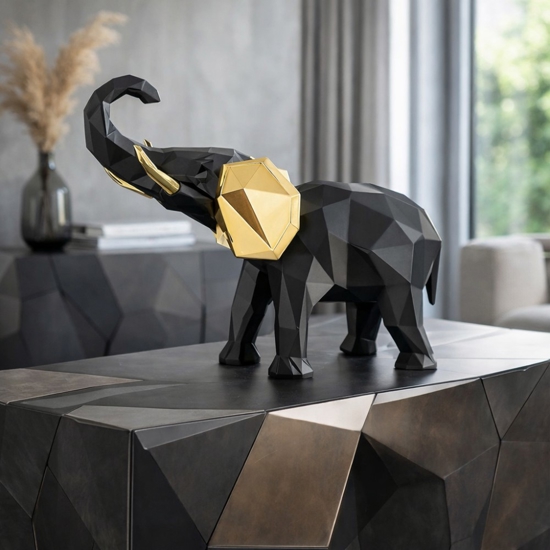 Soprammobile scultura elefante 32x27cm nero oro bongelli preziosi