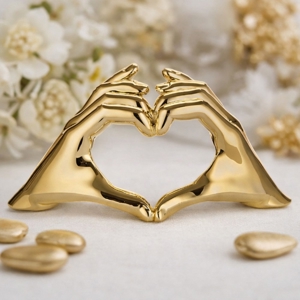 Bomboniera mini scultura mani cuore oro bongelli preziosi
