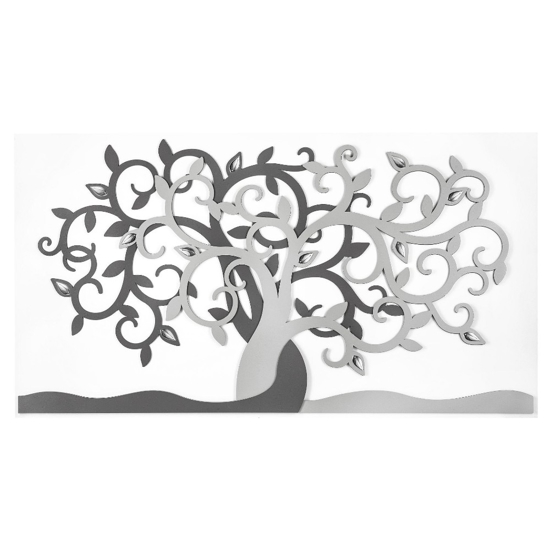 Bongelli preziosi quadro albero della vita 80x43 grigio per soggiorno moderno