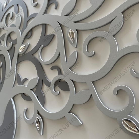 Bongelli preziosi quadro albero della vita 80x43 grigio per soggiorno moderno