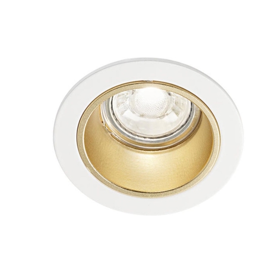 Faretto da incasso rotondo bianco interno oro per controsoffitto