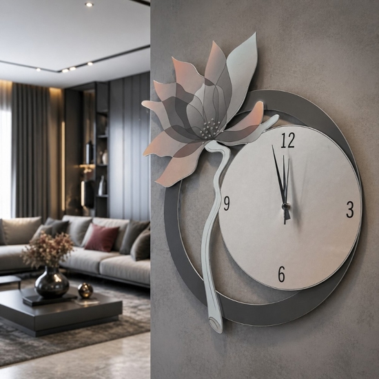 Orologio da parete fiore moderno cipria con strass bongelli preziosi