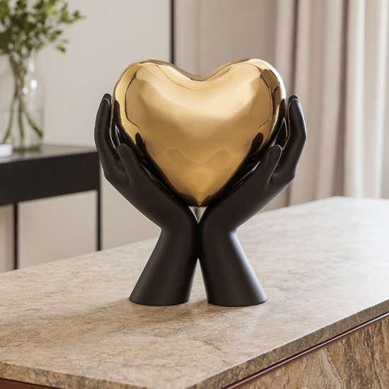 Soprammobile moderno mani nere cuore oro h13 bongelli preziosi